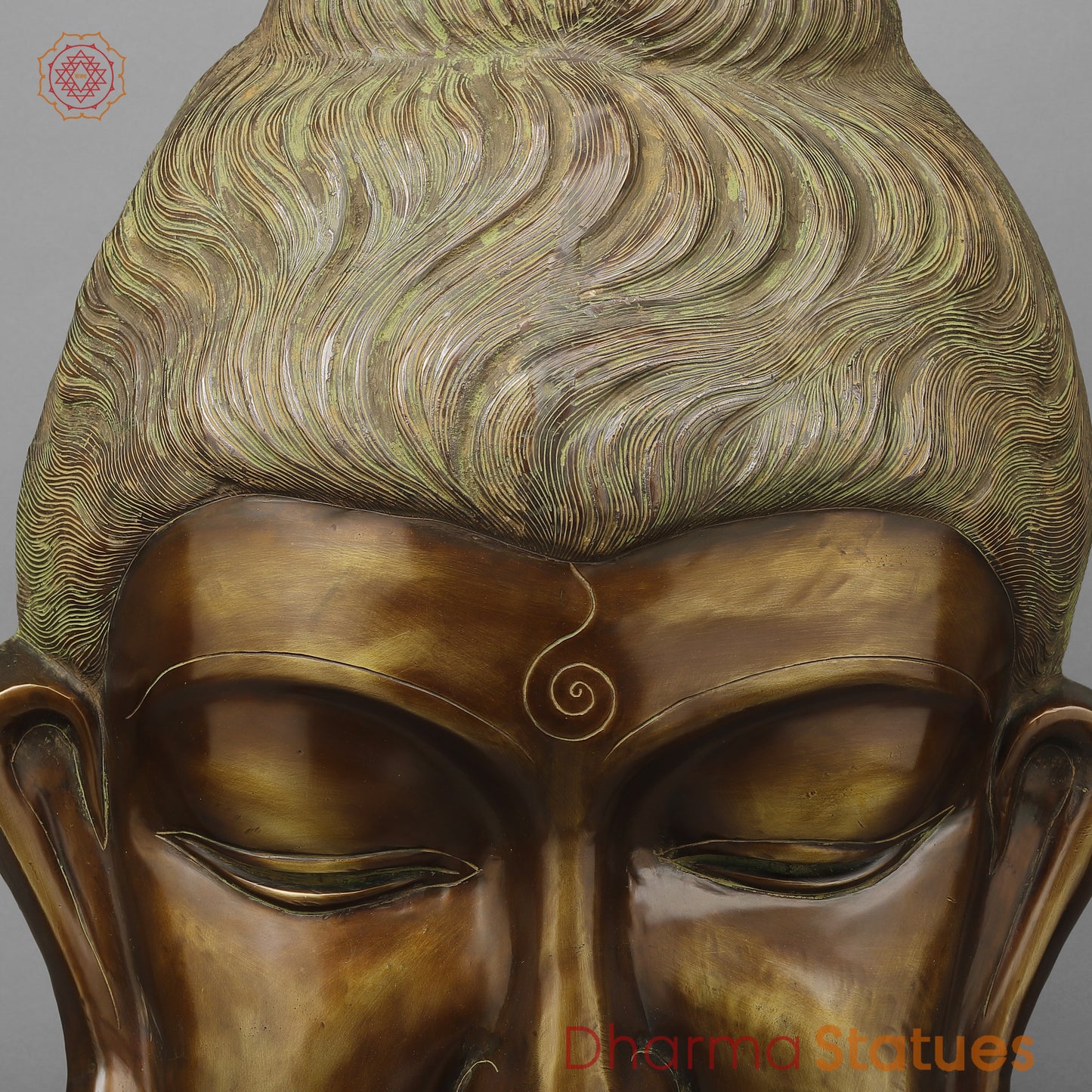 Brass Buddha Head , Copper Finish 29"