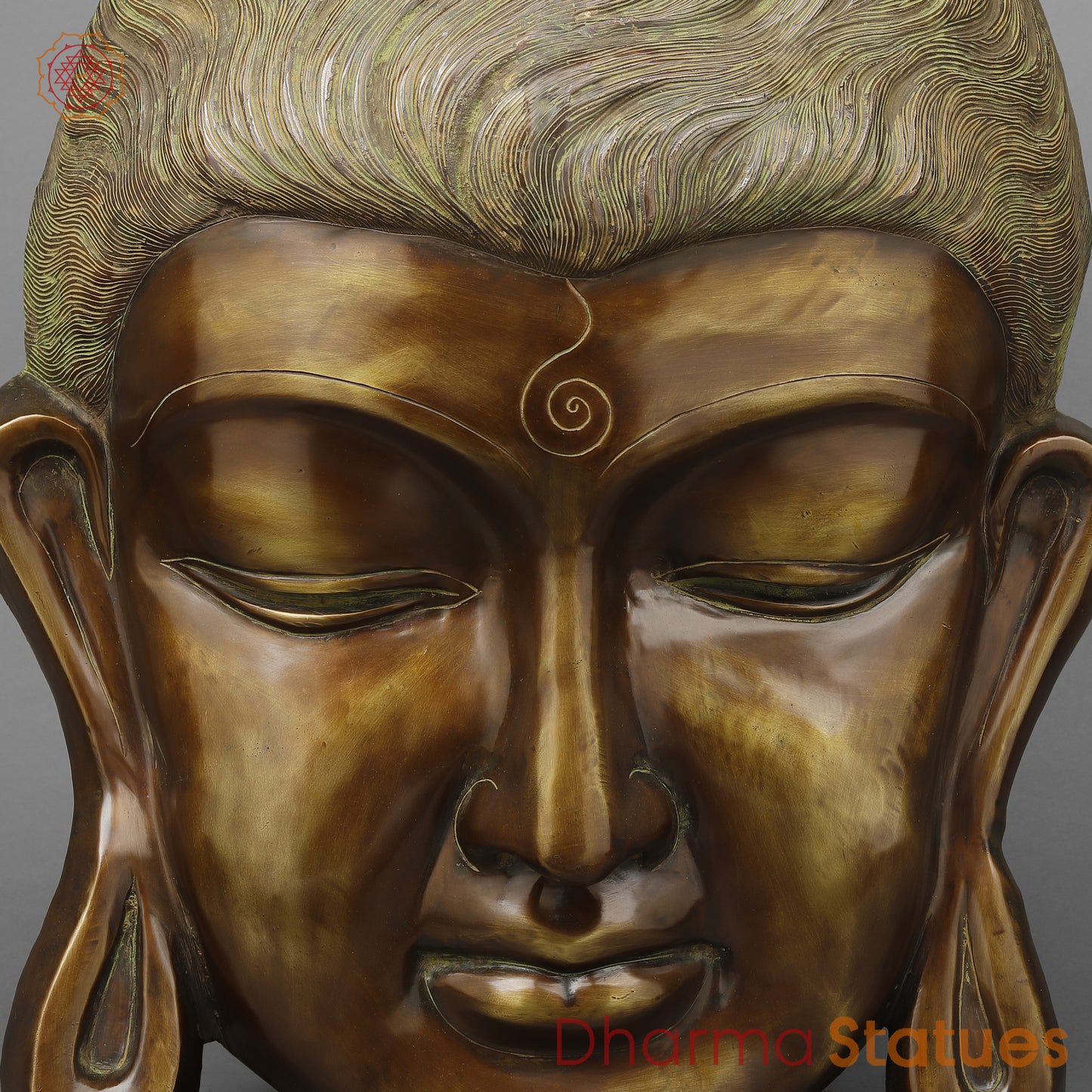 Brass Buddha Head , Copper Finish 29"