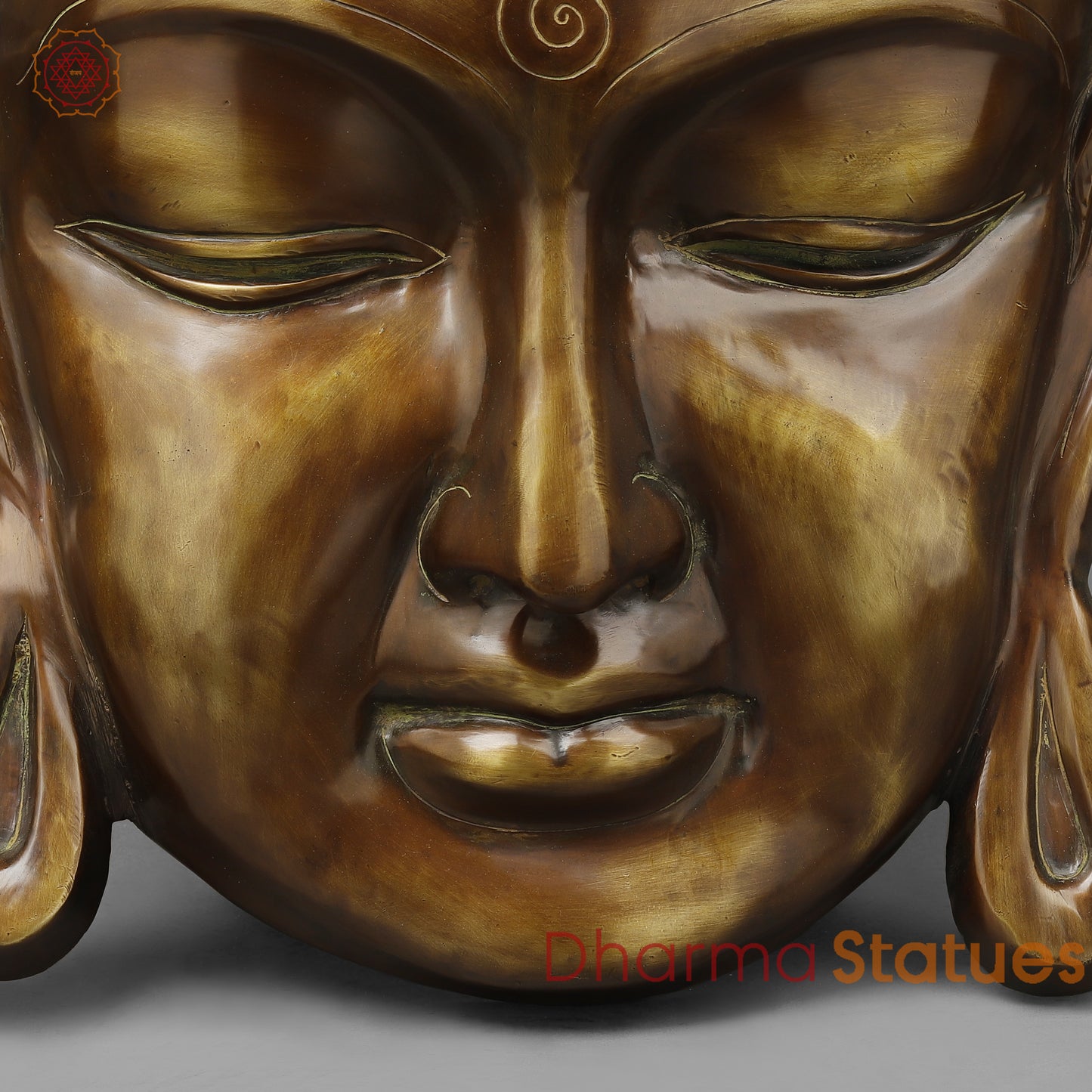 Brass Buddha Head , Copper Finish 29"