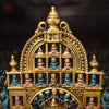 Brass Lord Mahavir, Lord Mahavir Jain Tirthankar Sitting on Throne. 12"