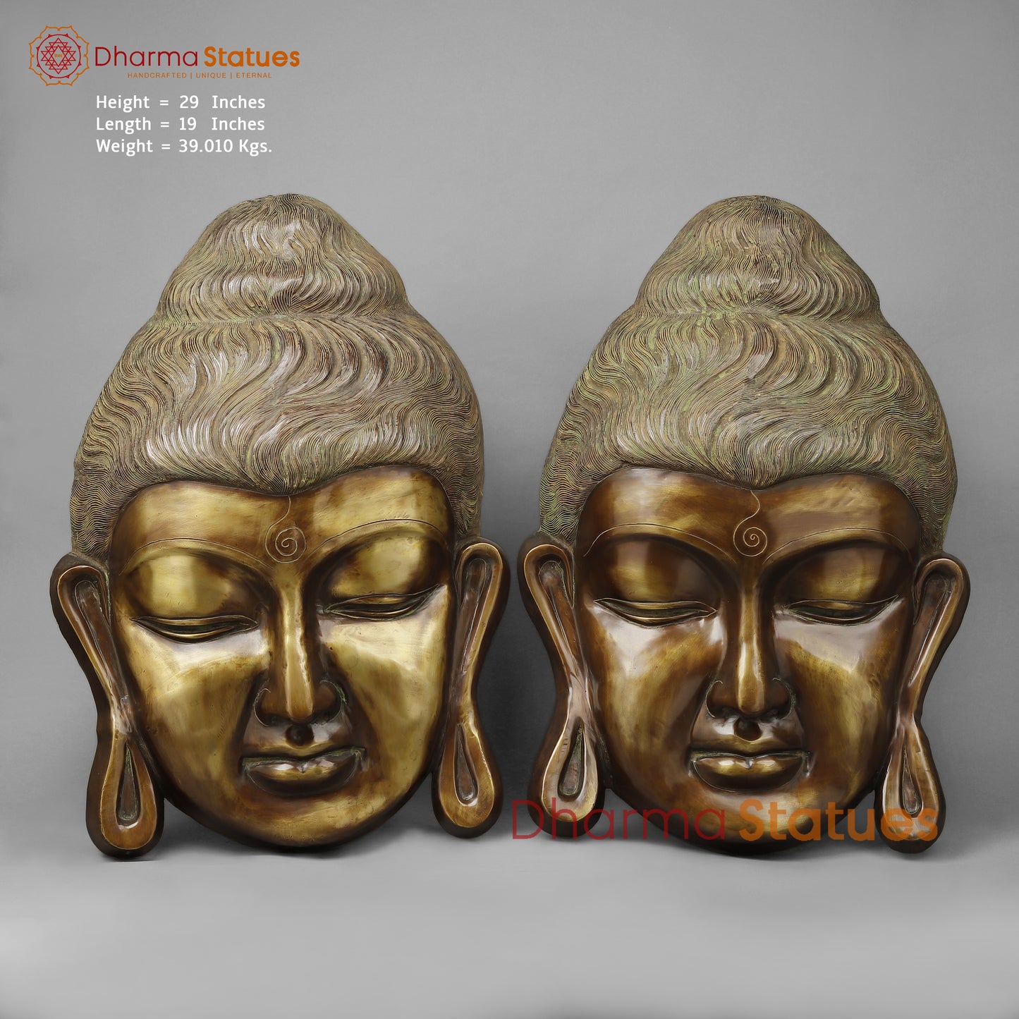 Brass Buddha Head , Copper Finish 29"