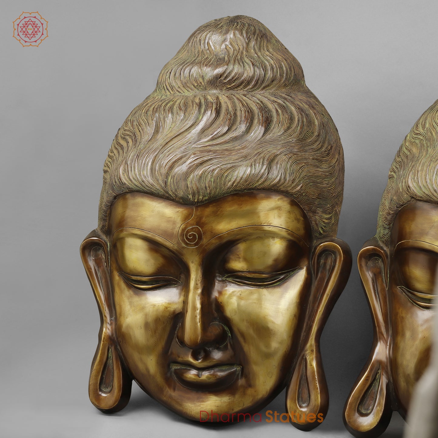 Brass Buddha Head , Copper Finish 29"
