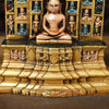 Brass Lord Mahavir, Lord Mahavir Jain Tirthankar Sitting on Throne. 12"