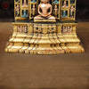 Brass Lord Mahavir, Lord Mahavir Jain Tirthankar Sitting on Throne. 12"