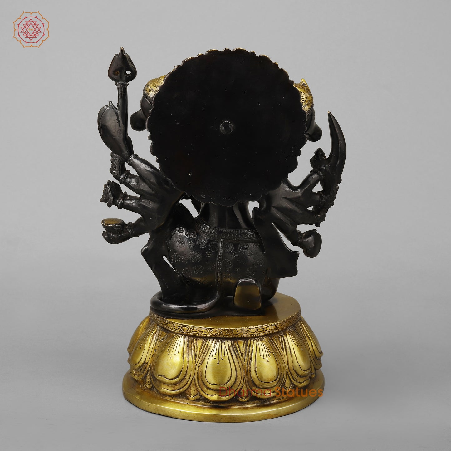 Brass Panchamukhi Hanuman (5 Face Hanuman), Royal Black & Gold Finish, 13"
