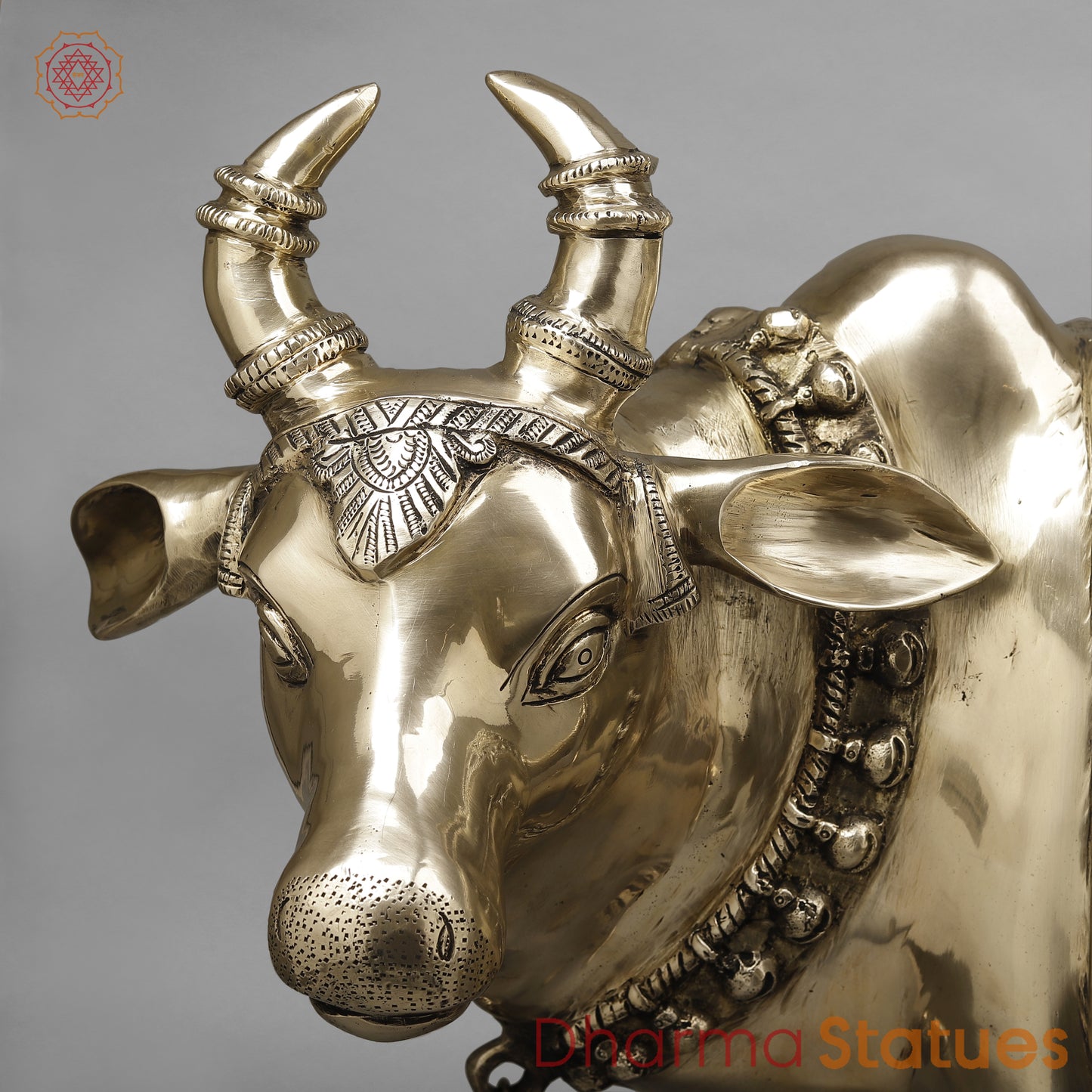 Brass Cow With Calf (Kamdhenu), Smooth Finish, 24"