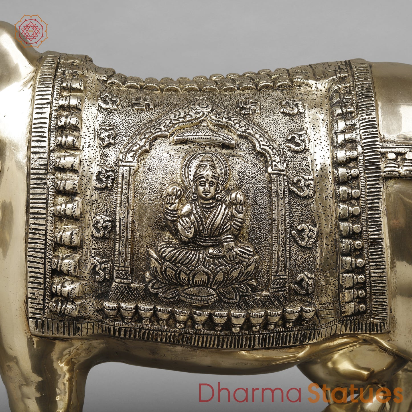 Brass Cow With Calf (Kamdhenu), Smooth Finish, 24"