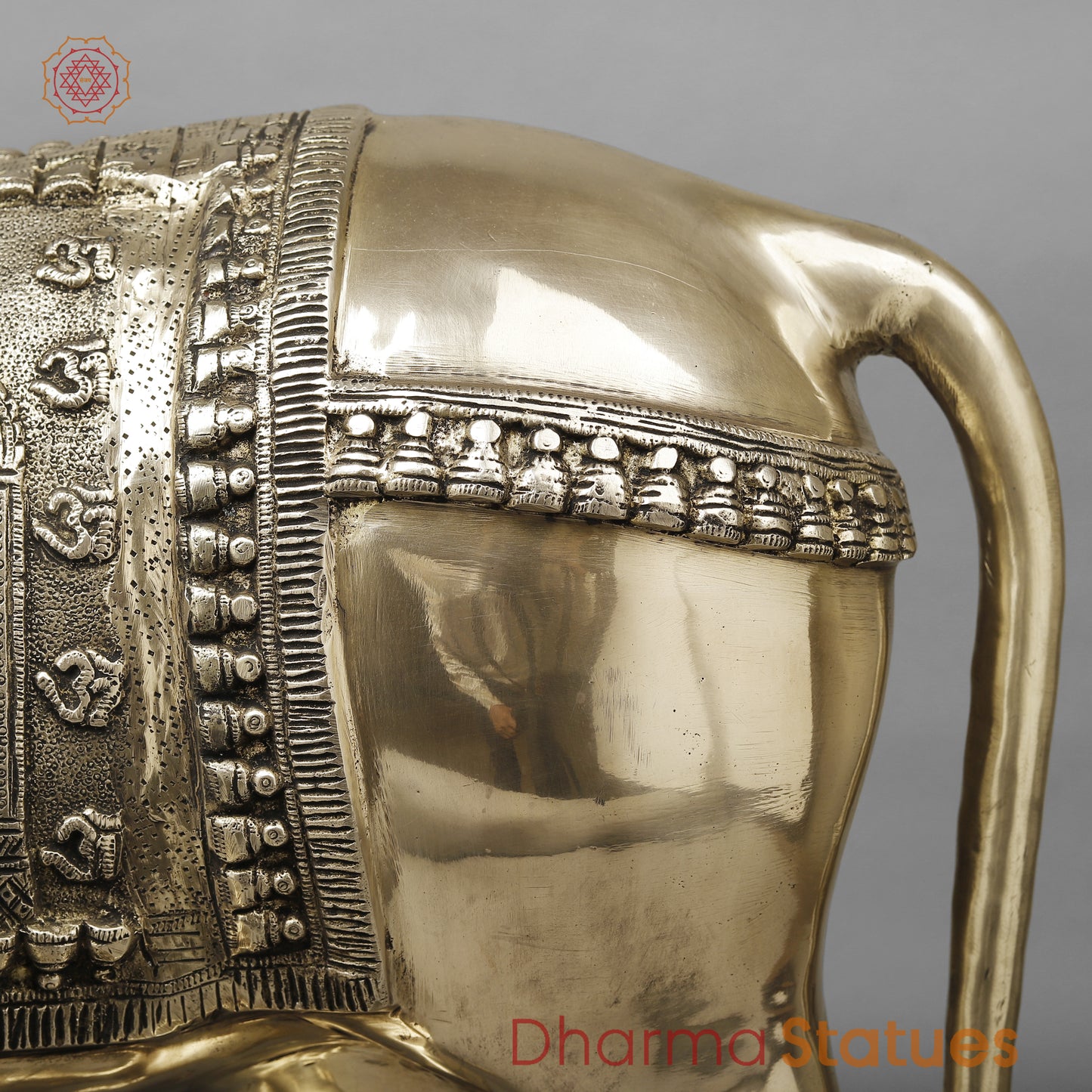 Brass Cow With Calf (Kamdhenu), Smooth Finish, 24"