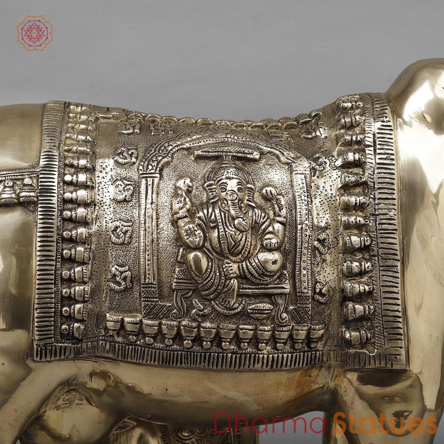 Brass Cow With Calf (Kamdhenu), Smooth Finish, 24"