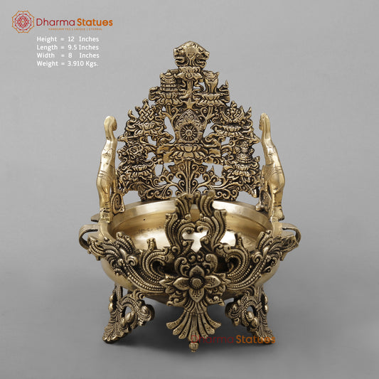 Brass elephant Urli, Smooth Finish 12”