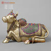 Brass Nandi Seated With Stonework, Golden Finish, 21”