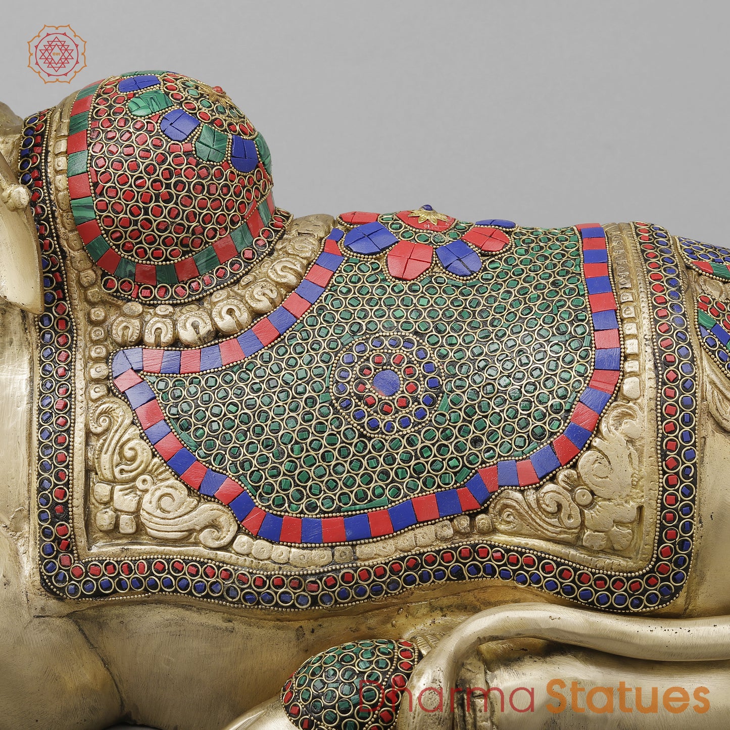 Brass Nandi With Stonework 14"