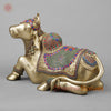 Brass Nandi Seated With Stonework, Golden Finish, 21”