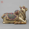 Brass Nandi With Stonework 14"