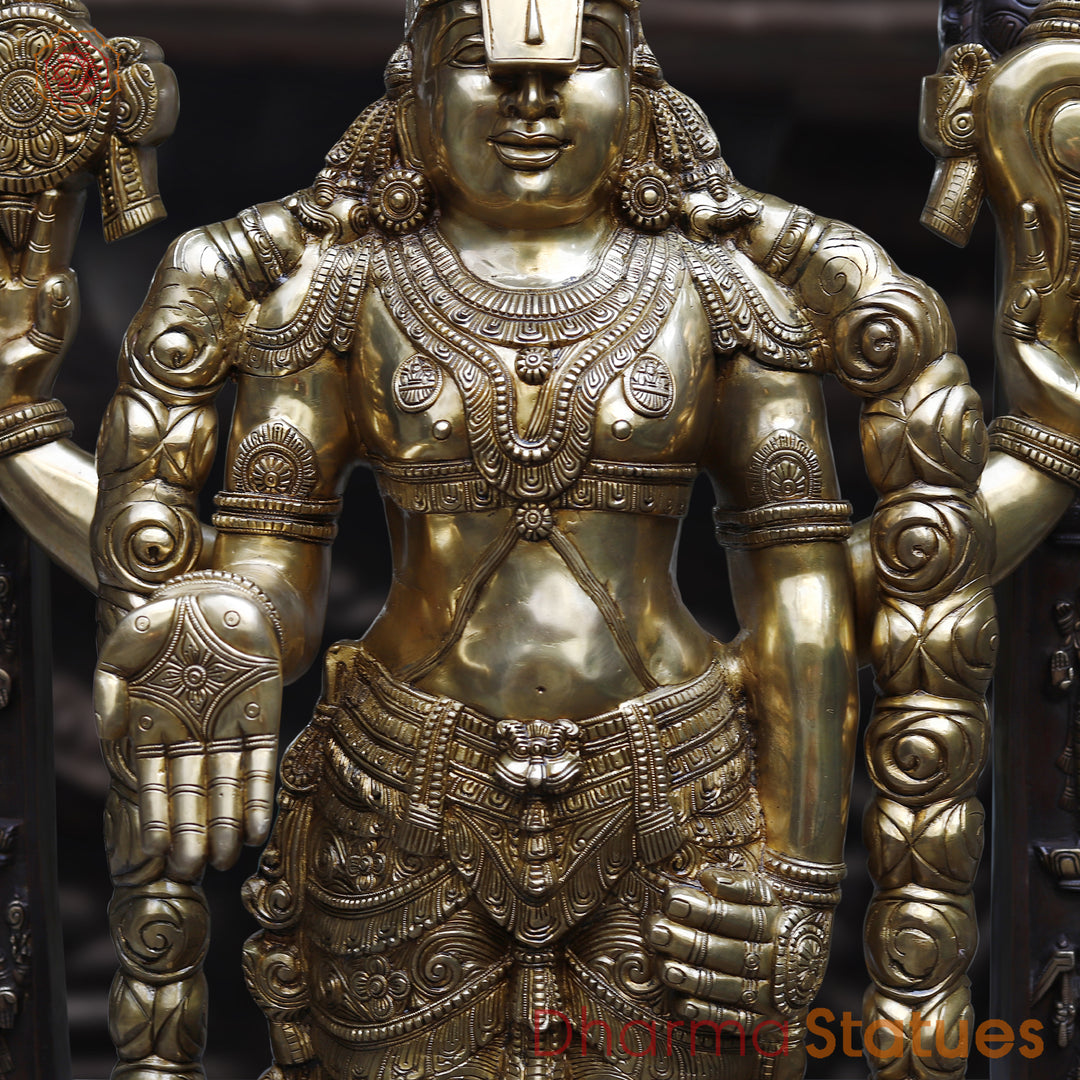 Brass Balaji Standing carved with 10 Avtars on Frame & Ashtalakshmi on Base (large) , Copper & Gold Finish85"