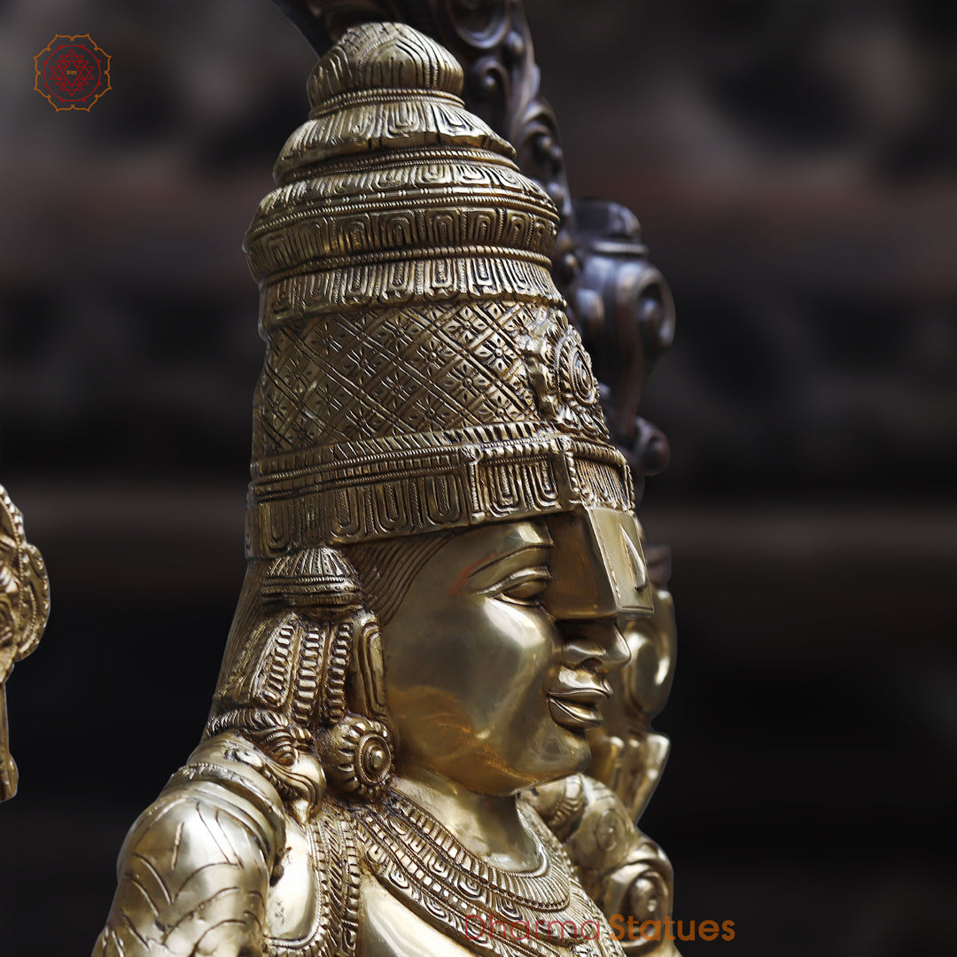 Brass Balaji Standing carved with 10 Avtars on Frame & Ashtalakshmi on Base (large) , Copper & Gold Finish85"