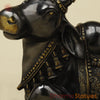 Brass Nandi Seated With Fine Carving, Black & Golden Finish, 15”