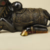 Brass Nandi Seated With Fine Carving, Black & Golden Finish, 15”