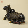 Brass Nandi Seated With Fine Carving, Black & Golden Finish, 15”