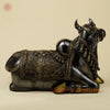 Brass Nandi Seated With Fine Carving, Black & Golden Finish, 15”