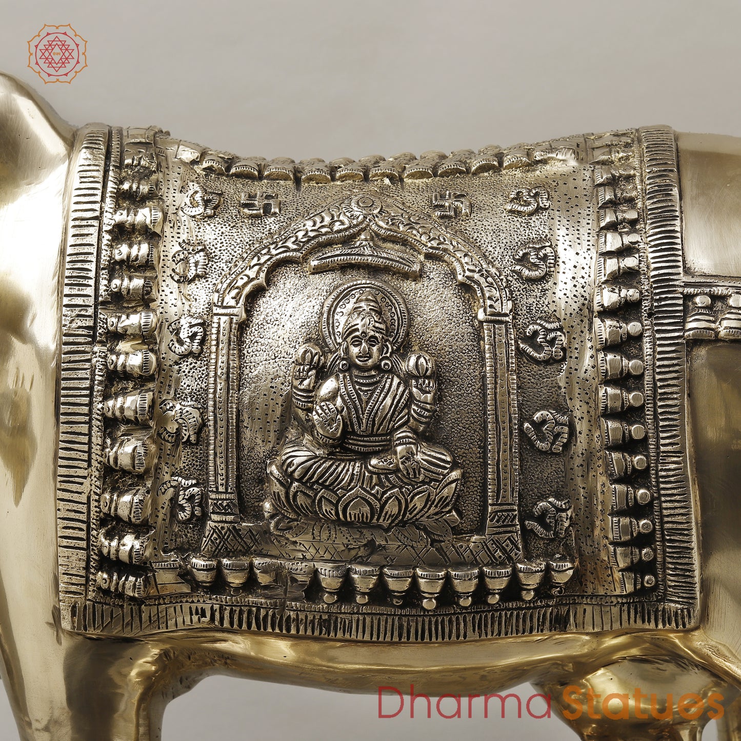 Brass Cow With Calf (Kamdhenu), Smooth Finish, 26"