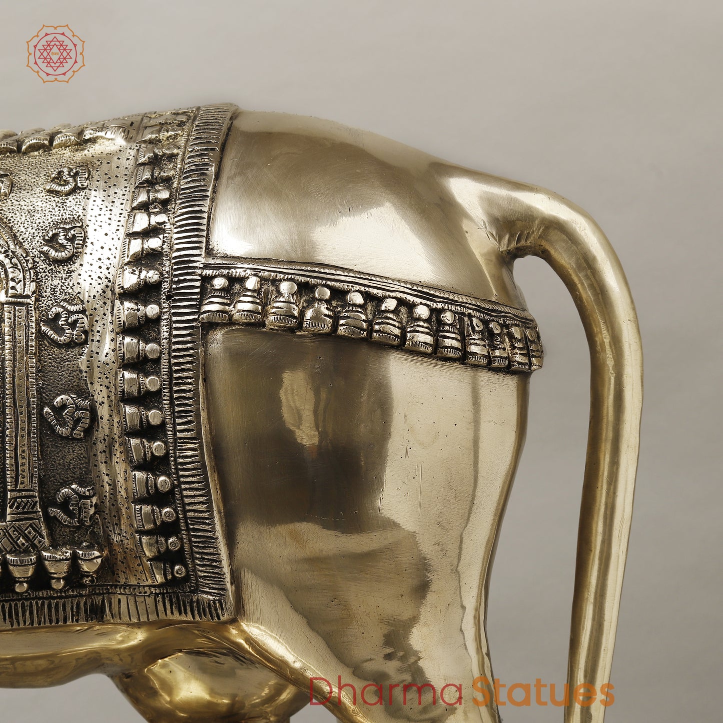 Brass Cow With Calf (Kamdhenu), Smooth Finish, 26"