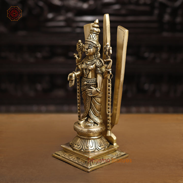 Brass Balaji Standing With Tilak on the back, Smooth Finish 14"