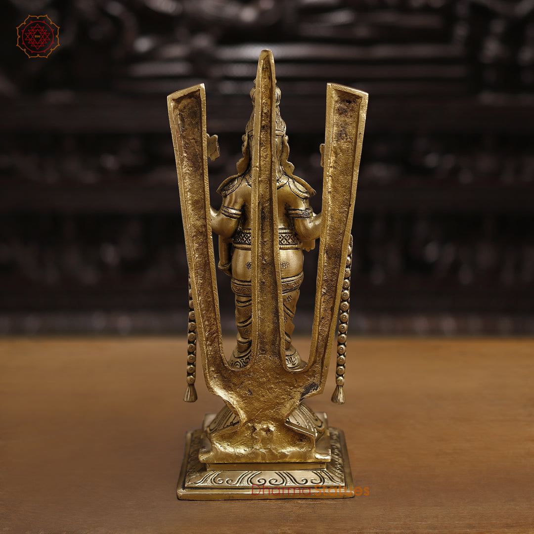 Brass Balaji Standing With Tilak on the back, Smooth Finish 14"