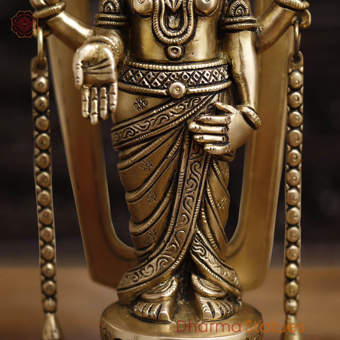 Brass Balaji Standing With Tilak on the back, Smooth Finish 14"