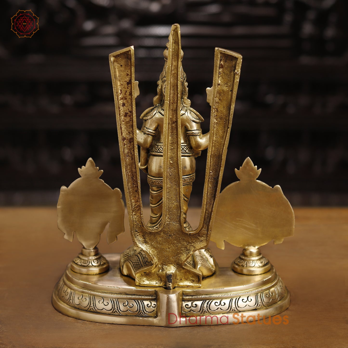Tirupati Balaji Brass Statue, With Shankh and Chakra, Golden Finish, 14"