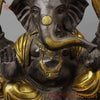 Brass Ganesh Seated in Blessing Posture, Antique & Golden Finish, 18.5"