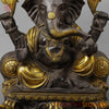 Brass Ganesh Seated in Blessing Posture, Antique & Golden Finish, 18.5"