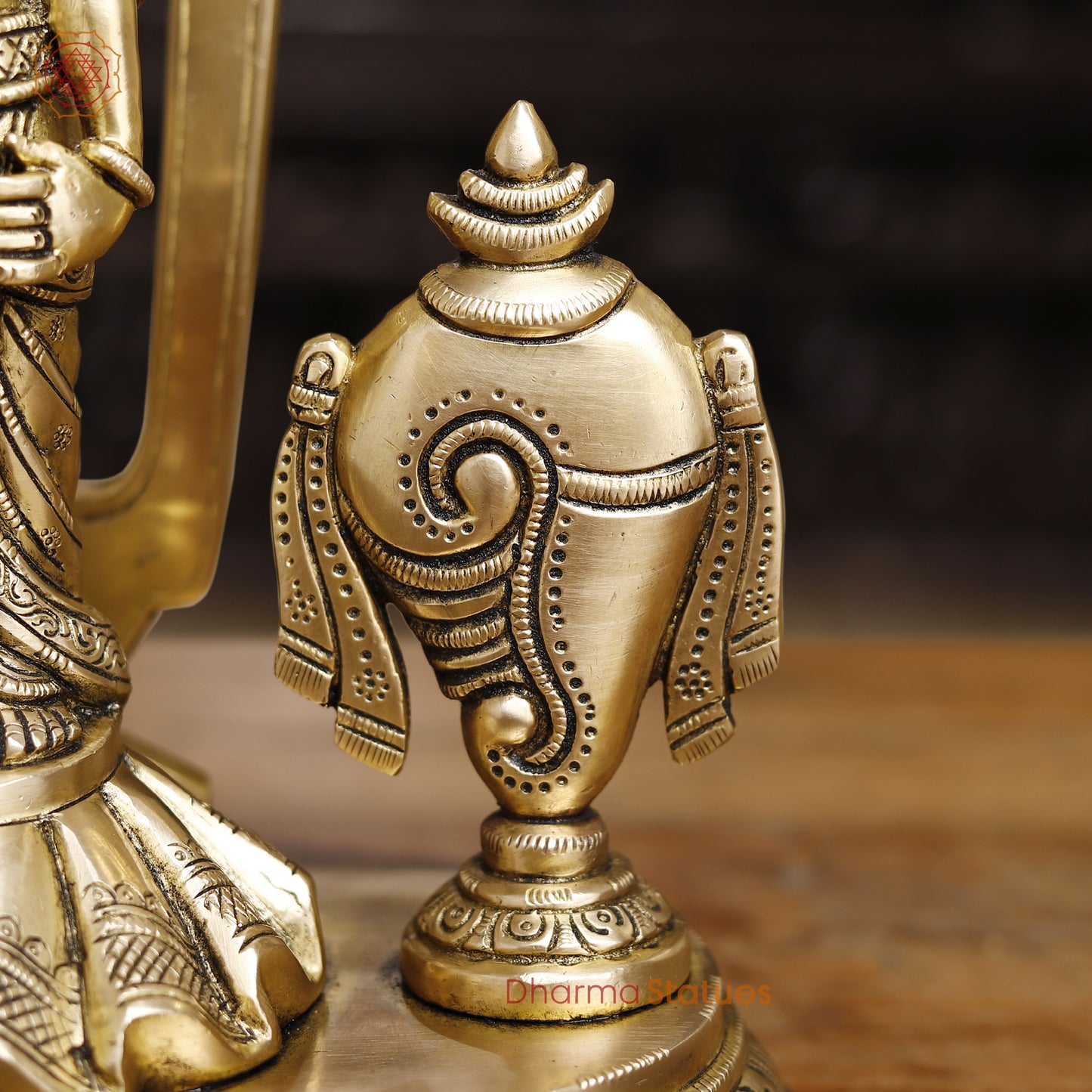 Tirupati Balaji Brass Statue, With Shankh and Chakra, Golden Finish, 14"