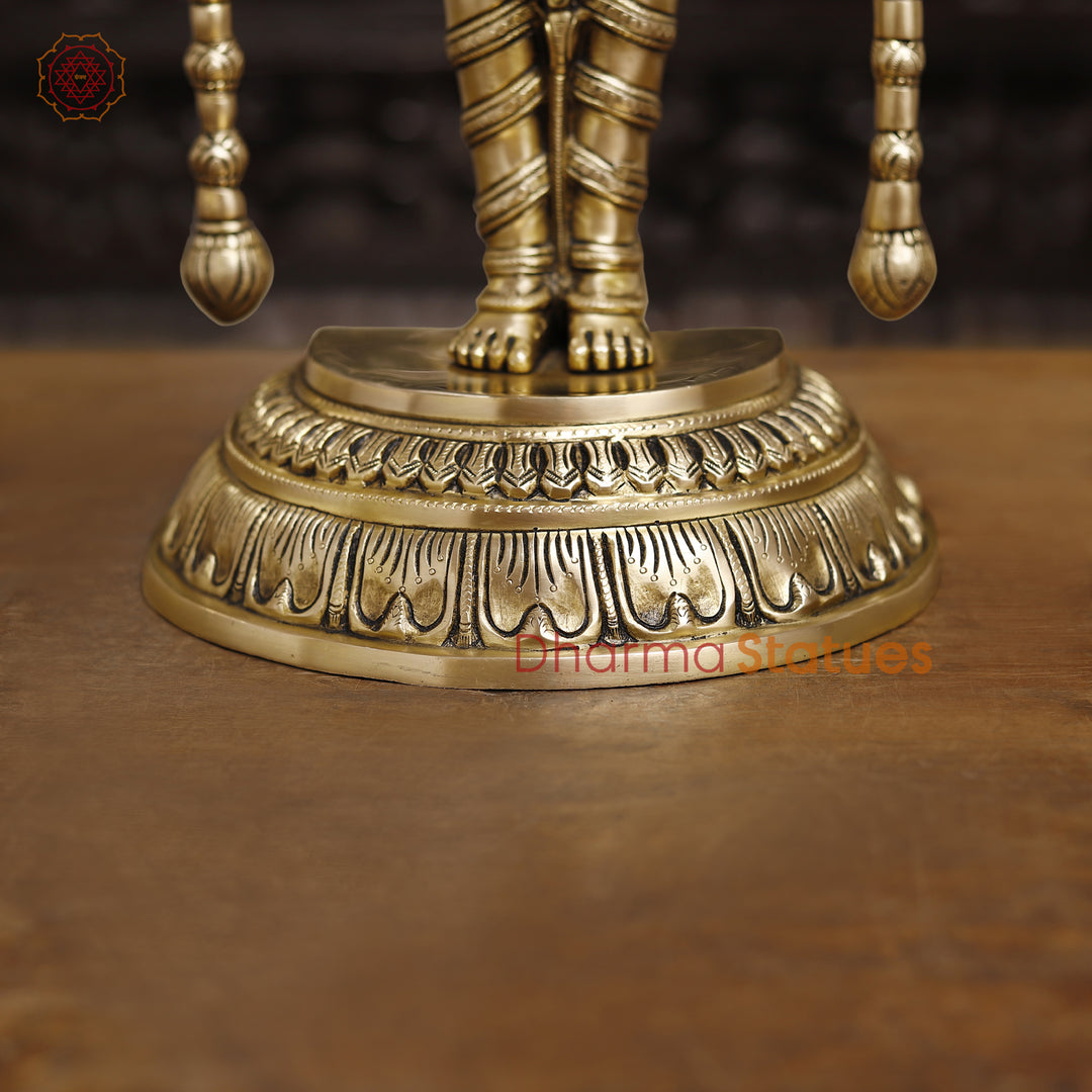 Brass Balaji Standing With Chakra & Conch , Smooth Finish 23"