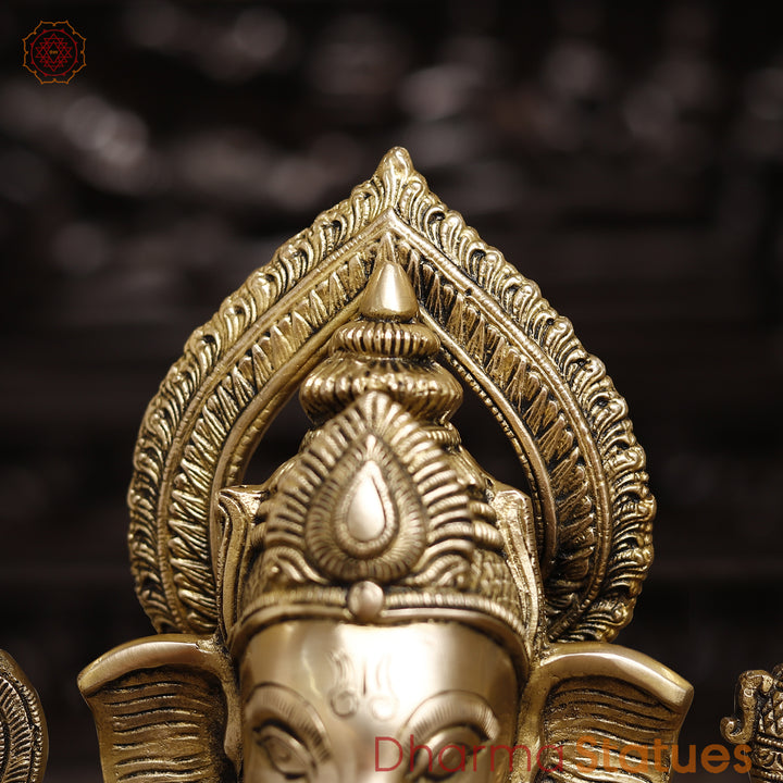 Brass Ganesh Seated, fine Craving Smooth Finish, 15"