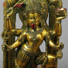 Brass Kali with Frame, Golden With Green Finish, 17.5"