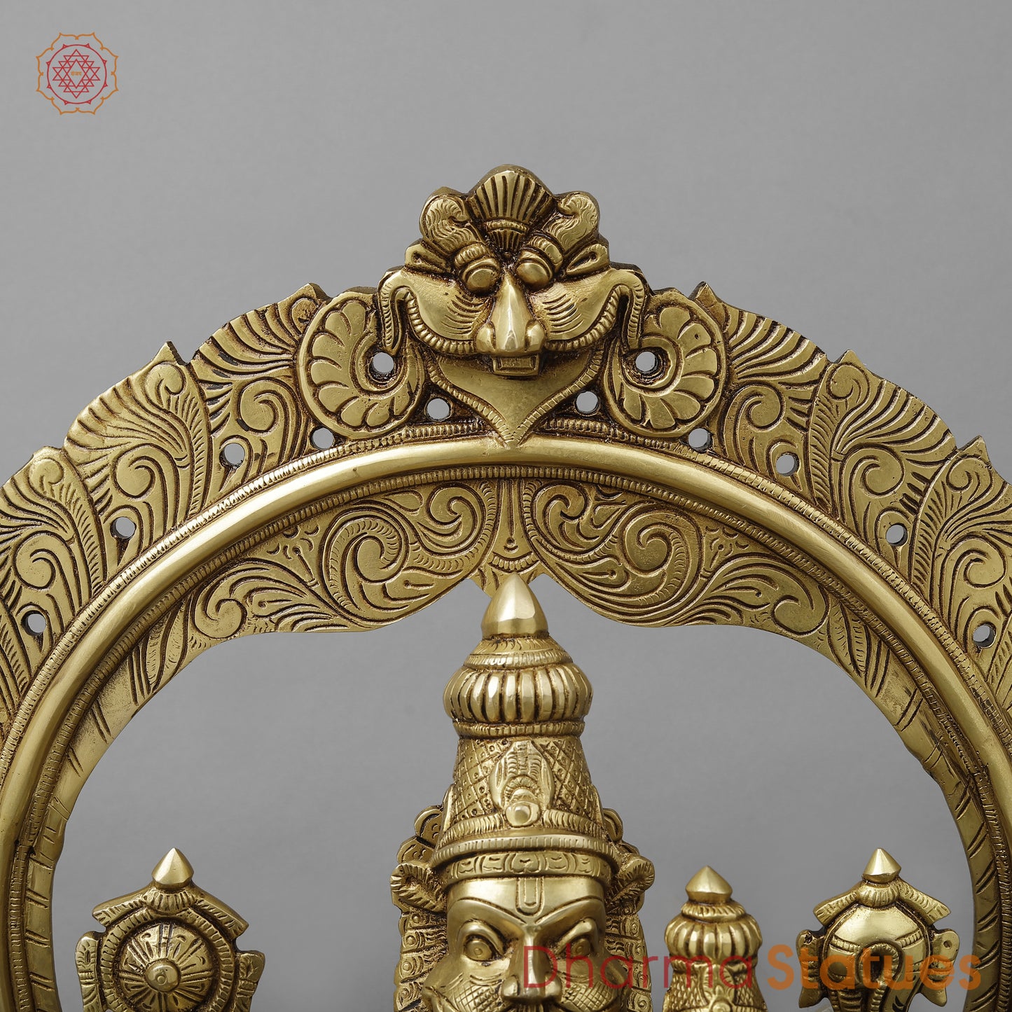 Brass Narasimha with Lakshmi, Golden Finish, 19.5"