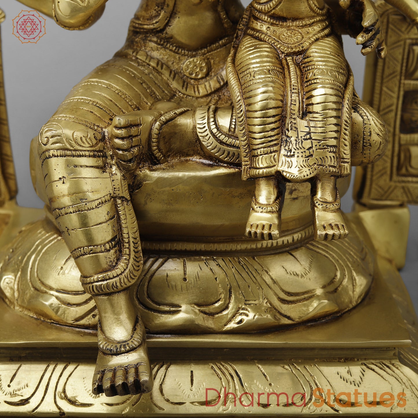 Brass Narasimha with Lakshmi, Golden Finish, 19.5"