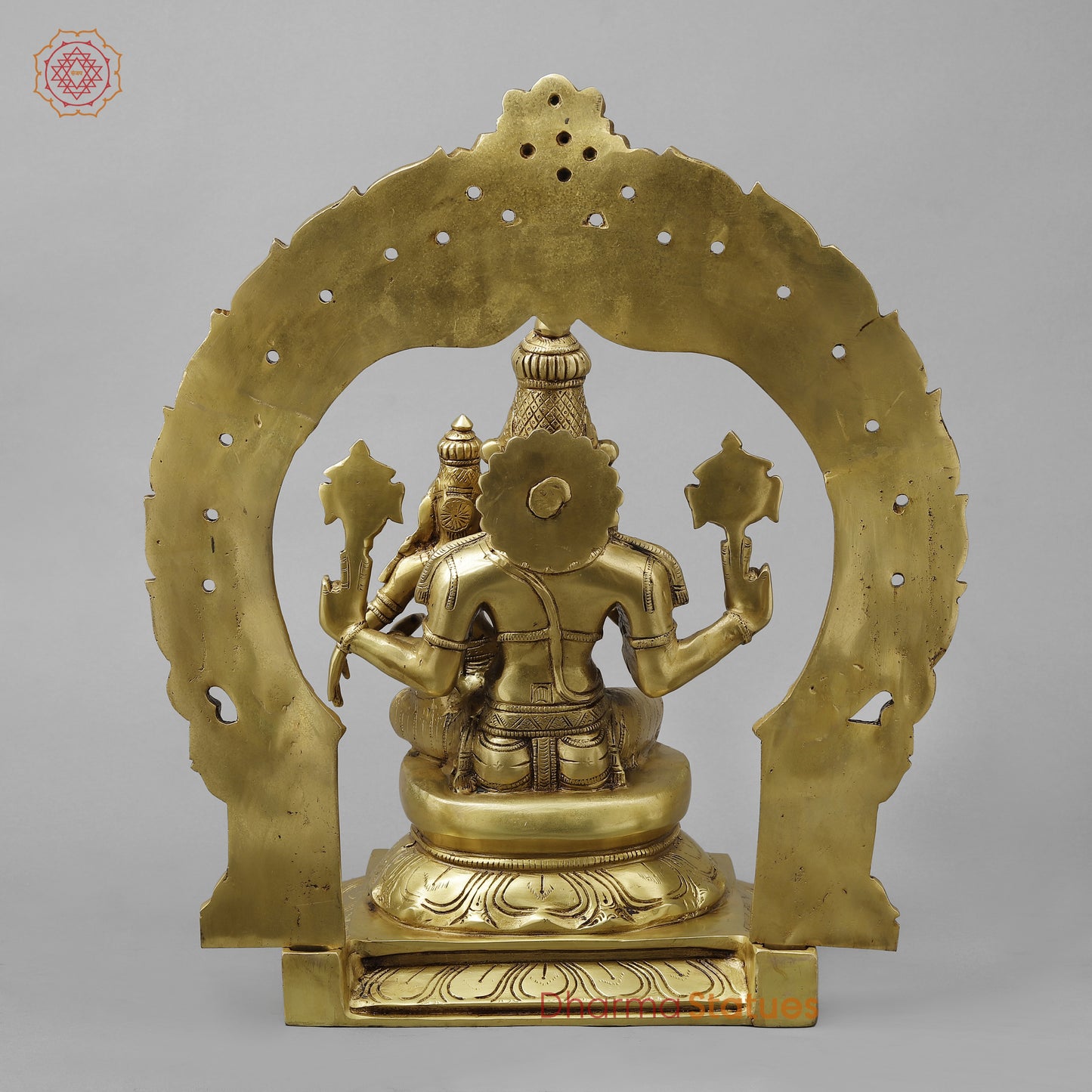 Brass Narasimha with Lakshmi, Golden Finish, 19.5"