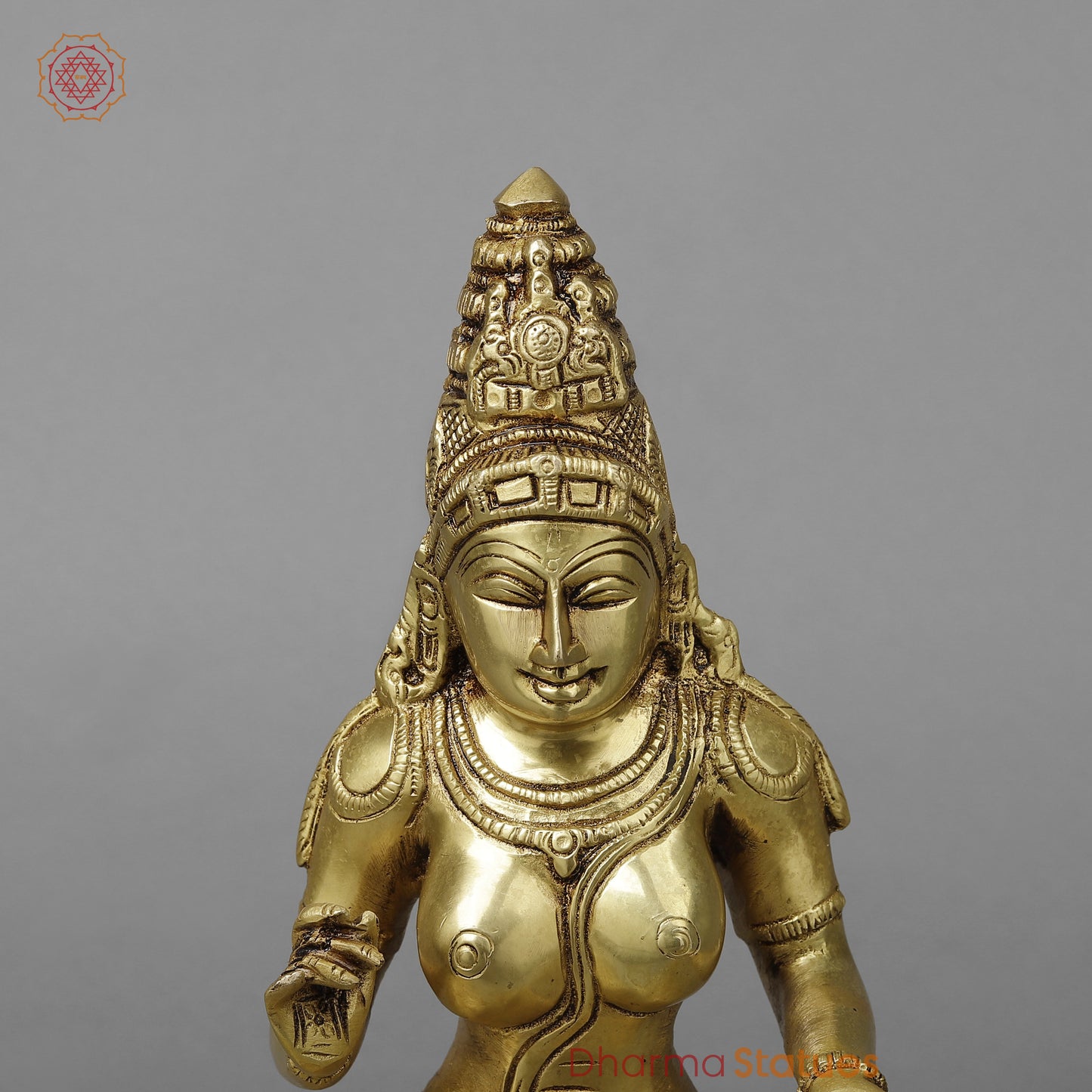 Brass Parvati in Lalita Roop, Golden Finish, 12"