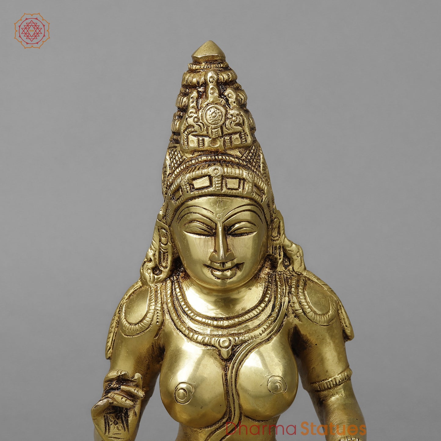 Brass Parvati in Lalita Roop, Golden Finish, 12"