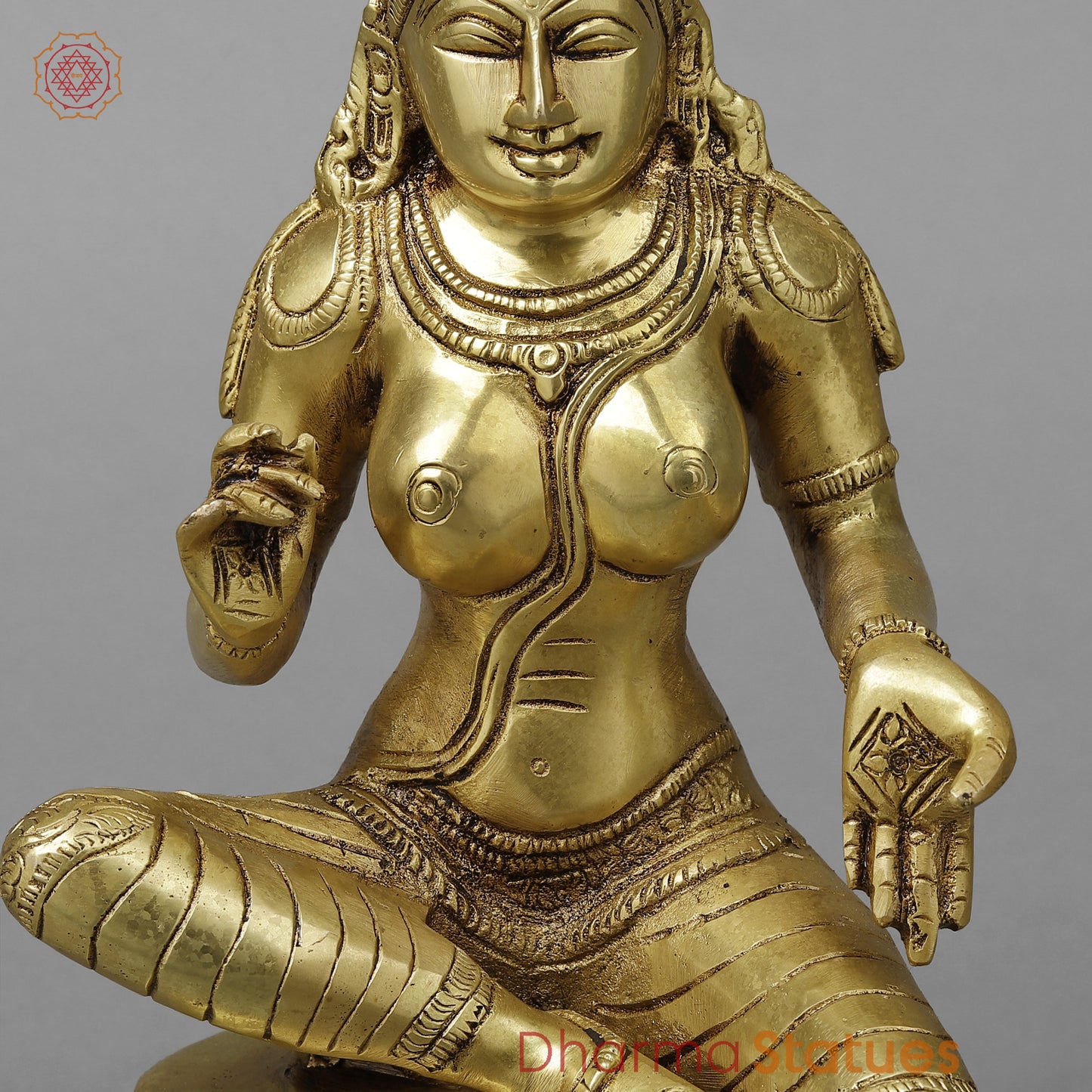 Brass Parvati in Lalita Roop, Golden Finish, 12"
