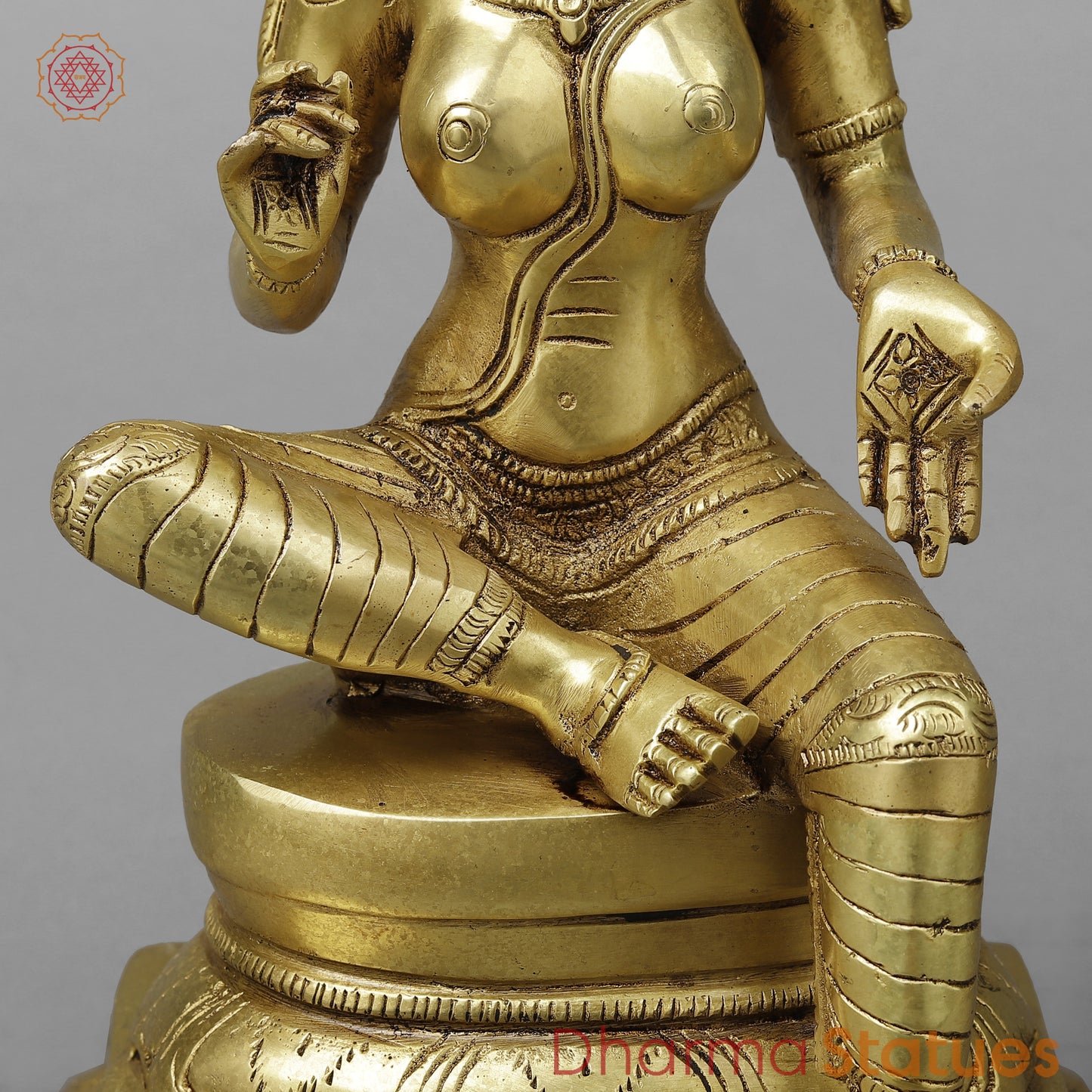 Brass Parvati in Lalita Roop, Golden Finish, 12"
