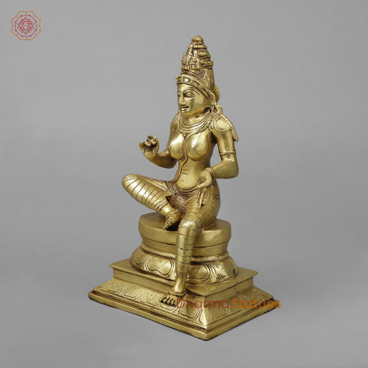 Brass Parvati in Lalita Roop, Golden Finish, 12"
