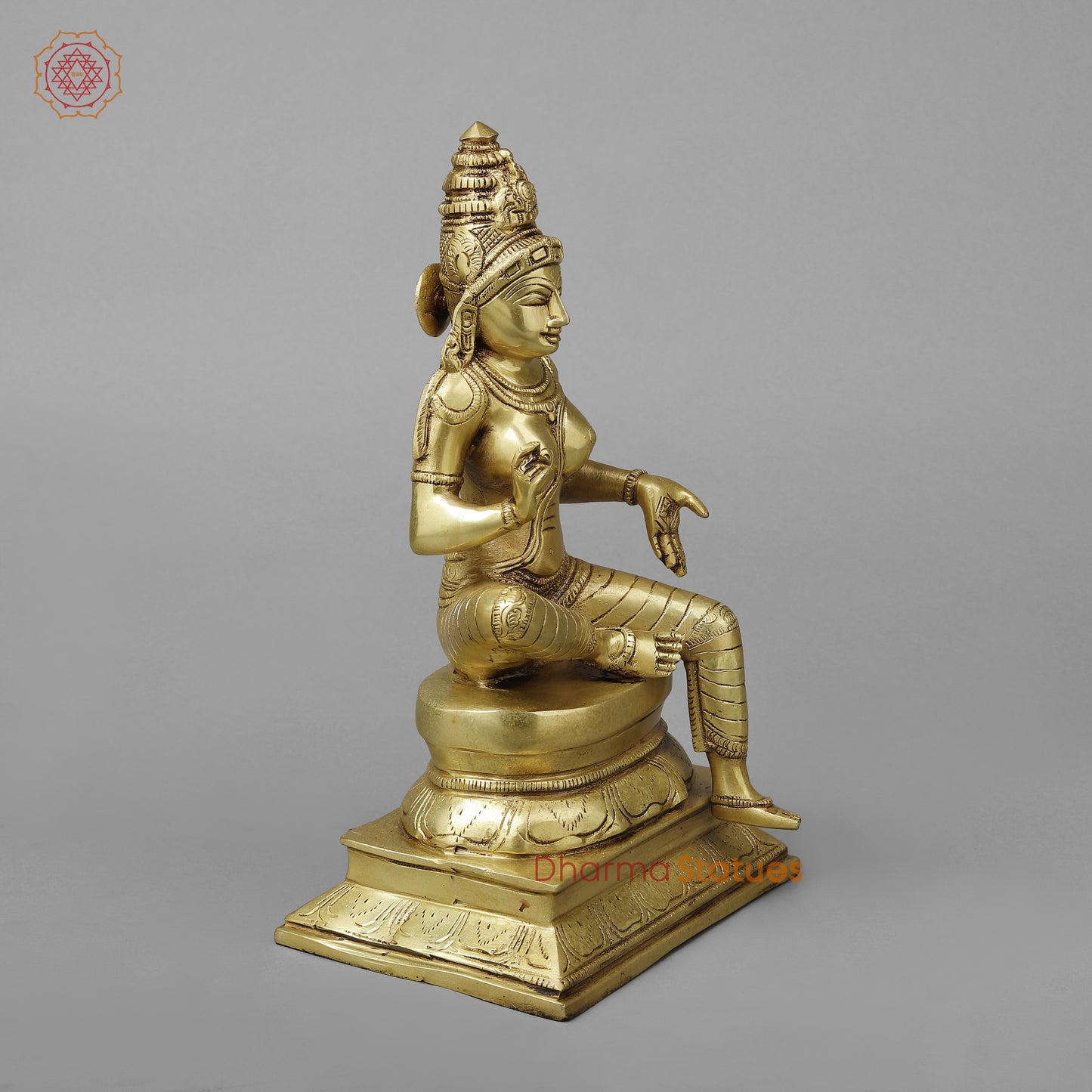 Brass Parvati in Lalita Roop, Golden Finish, 12"