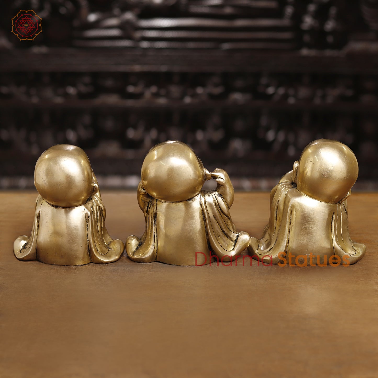 Brass Happy Monks, Fine Golden Finish 6.5"