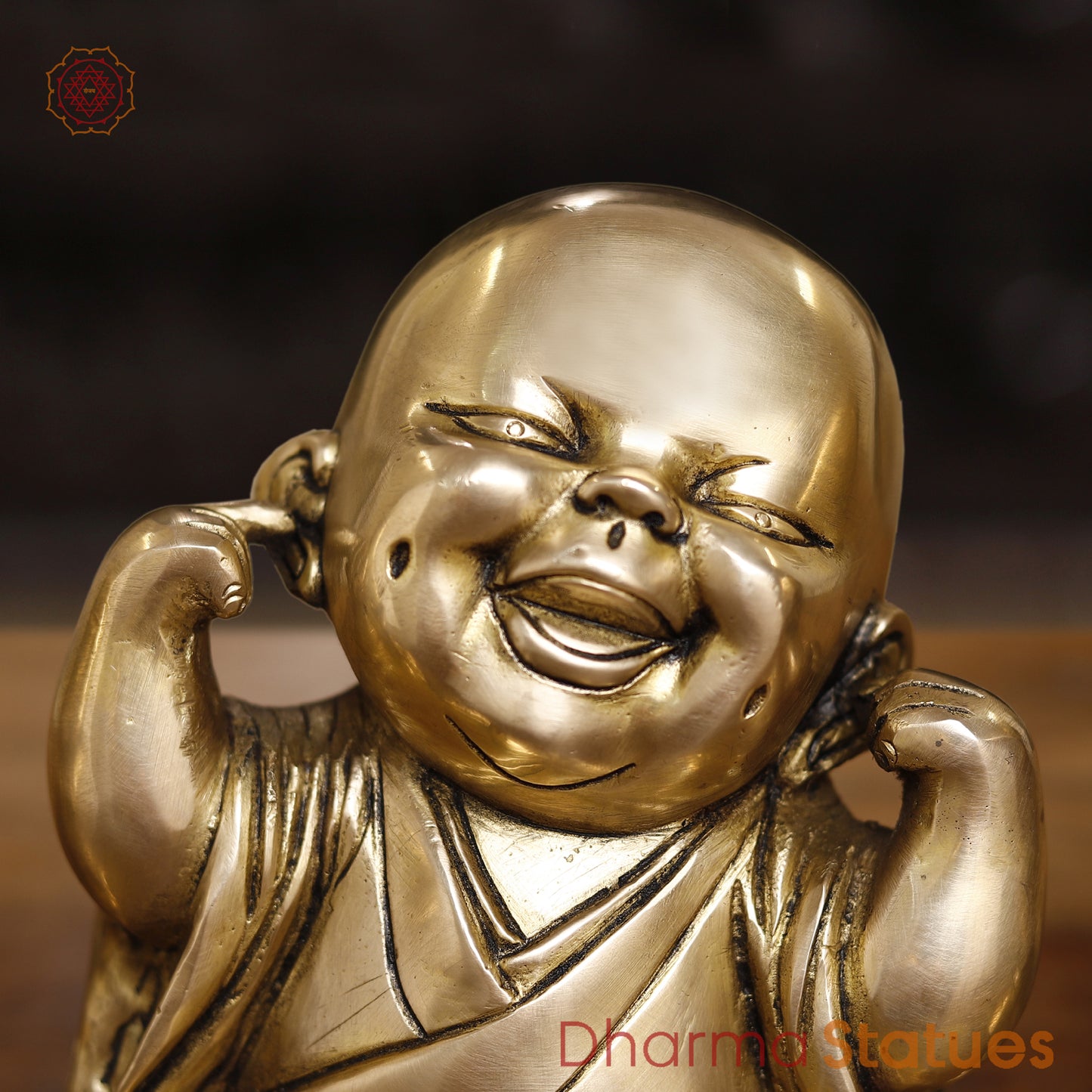 Brass Happy Monks, Fine Golden Finish 6.5"