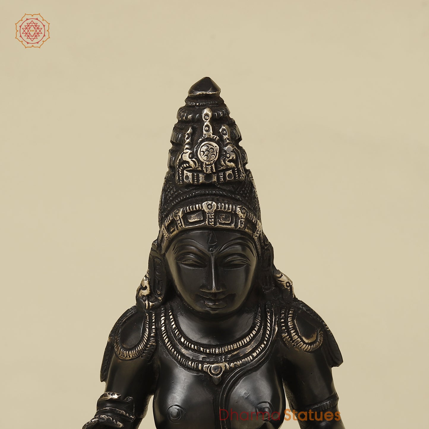 Brass Parvati in Lalita Roop, Black Patina with Golden Finish, 12"