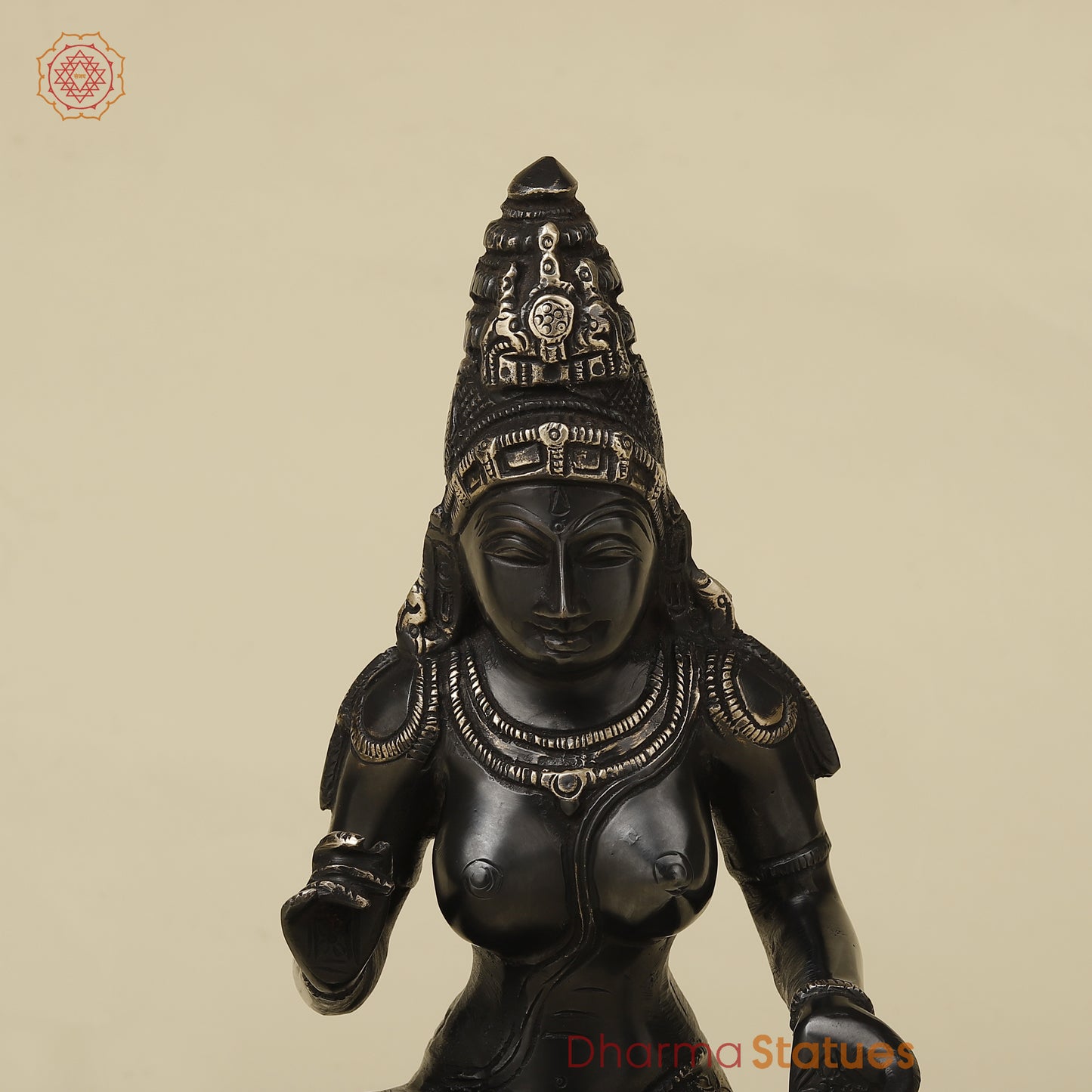 Brass Parvati in Lalita Roop, Black Patina with Golden Finish, 12"