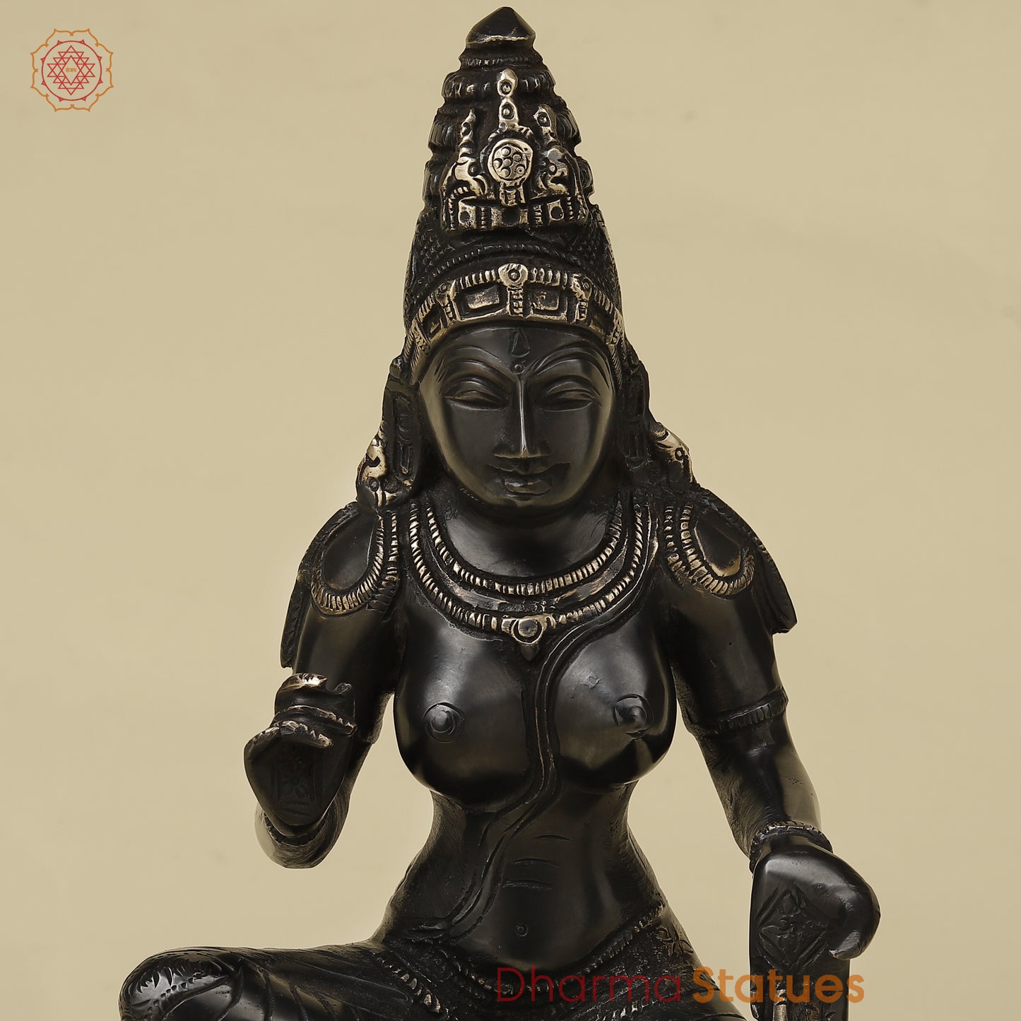 Brass Parvati in Lalita Roop, Black Patina with Golden Finish, 12"